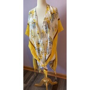 Do Everything In Love Yellow Wrap Coverup Kimono One Size New Medium Large XL